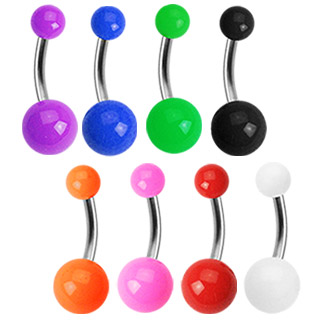 Piercing nombril titane G23  boules acrylique colores