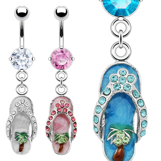 Piercing nombril tongue fleure et palmier