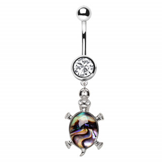 Piercing nombril tortue à carapace d'abalone