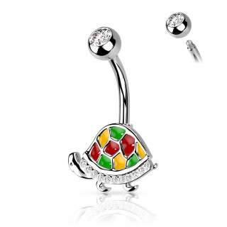 Piercing nombril tortue rasta sertie