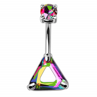 Piercing nombril  triangle de zirconium arc en ciel