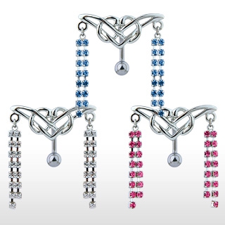 Piercing nombril Tribal  2 doubles cha�nes de pierres