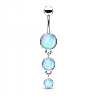 Piercing nombril à trio de bulles d'epoxy - Bleu aqua
