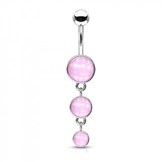 Piercing nombril à trio de bulles d'epoxy - Rose
