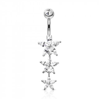 Piercing nombril  trio de fleurs toiles