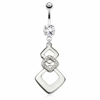 Piercing nombril  trio de losanges arrondis