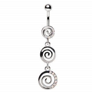 Piercing nombril  trio de spirales serties