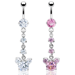 Piercing nombril triple pendentif t�te de souris