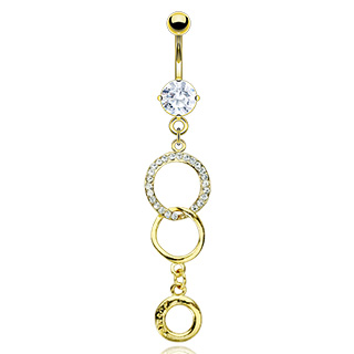 Bague De Nombril Zircone 16g - Barre Incurvée Acier Inoxydable - Ventre