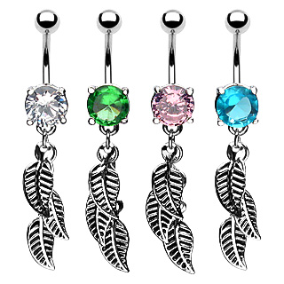 Piercing nombril trois feuilles