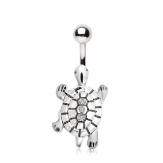 Piercing nombril tortue de mer avec strass