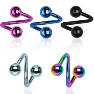 Piercing nombril twist titanium IP  boules