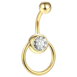 Piercing nombril type slave en Titane dor serti