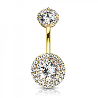 Piercing nombril ultra chic dor  embouts ronds pavs de strass