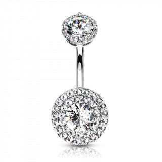 Piercing nombril ultra chic  embouts ronds pavs de strass