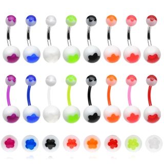 Piercing nombril UV boules  fleurs