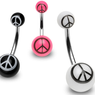 Piercing nombril UV logo paix et amour