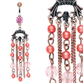 Piercing nombril Vintage avec chaines perl�es