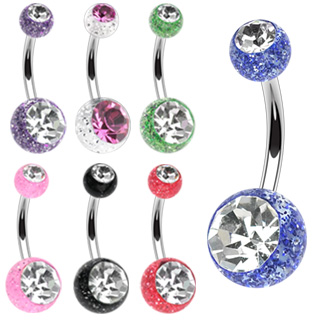 Piercing nombril zircon et paillettes