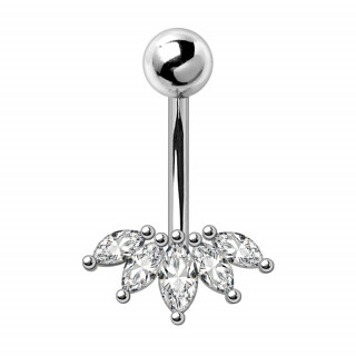 Piercing nombril  5 zirconias en marquises