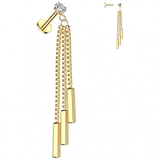 Piercing oreille acier dor  barettes suspendues (lobe, hlix, flat...)