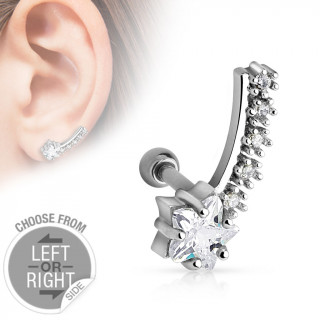 Piercing oreille avec toile filante parseme de strass