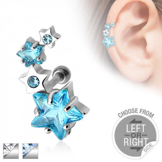 Piercing oreille cartilage courb avec quatuor d'toiles serties