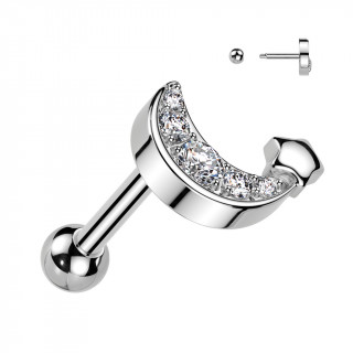 Piercing oreille cartilage  lune sertie et petite toile (hlix, conch...)