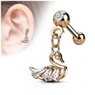 Piercing oreille cartilage  pendentif cygne - Cuivr