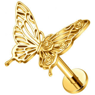 Piercing oreille dor� Papillon royal Titane (lobe, h�lix, flat...)