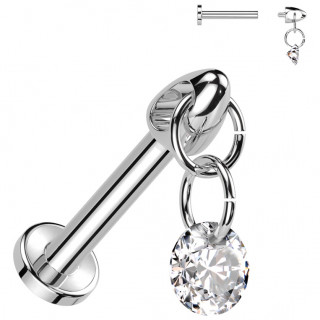 Piercing d'oreille en Titane  cne et zirconium suspendu (hlix, lobe...)