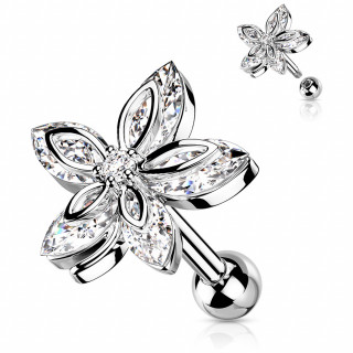 Piercing d'oreille  fleur de zirconiums en marquises