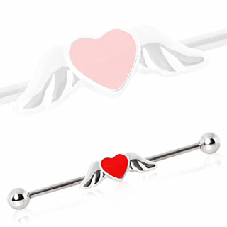 Piercing oreille industriel  coeur avec ailes d'ange