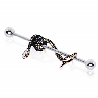 Piercing oreille industriel  serpent style antique