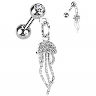 Piercing oreille  mduse sertie en pendentif