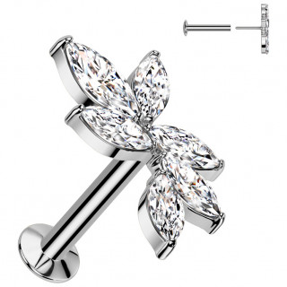 Piercing oreille push-in  vigne de zirconiums en amandes