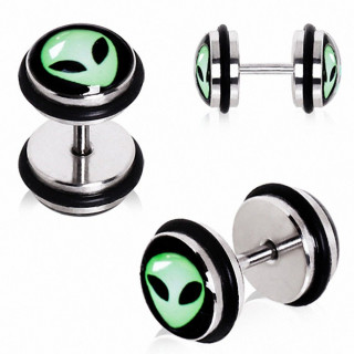 Piercing oreille style faux plug  visage Alien