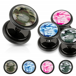 Piercing oreille style faux plug avec motif camouflage