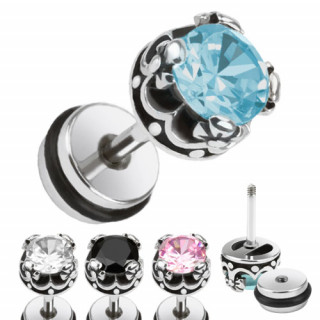 Piercing oreille style faux plug en forme de couronne