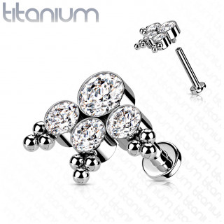 Piercing oreille Titane chic perl  zirconium clairs