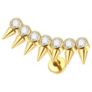Piercing oreille Titane dor  arc de spikes et zirconiums (hlix, flat, conch...)