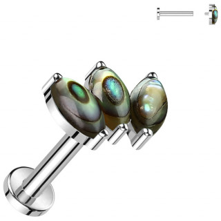 Piercing Titane  tige labret  arc d'abalones en amandes (hlix, lobe...)
