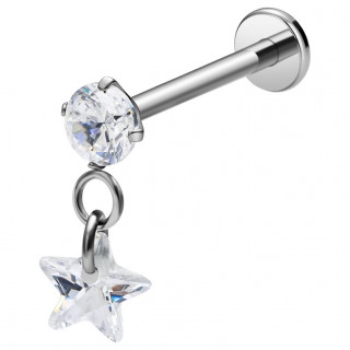 Piercing oreille Titane  Zirconium toil suspendu (lobe, hlix, flat...)