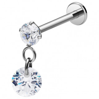 Piercing oreille Titane  Zirconium rond suspendu (lobe, hlix, flat...)