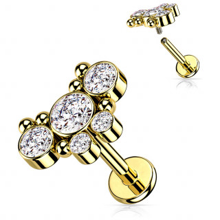 Piercing papillon Dor  strass et perles (lvre, hlix, flat...)