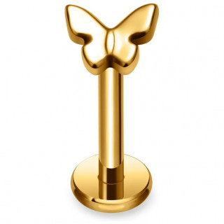 Piercing papillon en Titane dor  filetage interne (lvre et oreille)