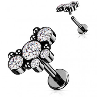 Piercing papillon Noir  strass et perles (lvre, hlix, flat...)