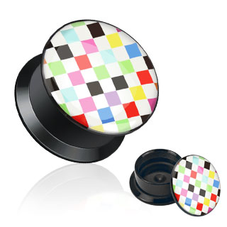 Piercing plug à damier multi-colores