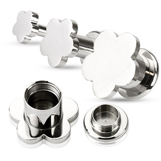 Piercing plug  grosse fleur en acier