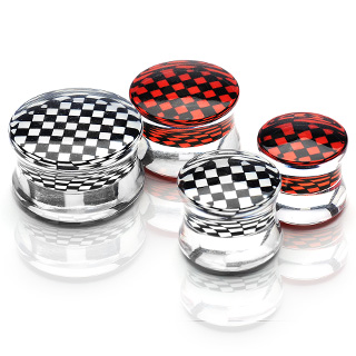 Piercing plug acrylique bomb  damier